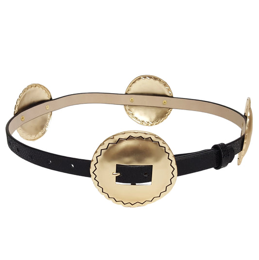 Bradbury Black and Gold Vegan Leather Belt
