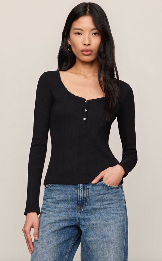 Audri Scalloped Top - Black