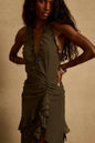 Aria Olive Halter Maxi Dress