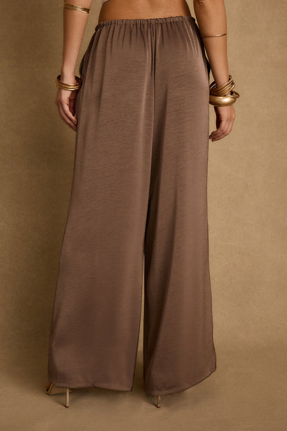 Clear Breeze Taupe Satin Pants