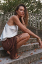 Canela Espresso Satin Fringe Sarong