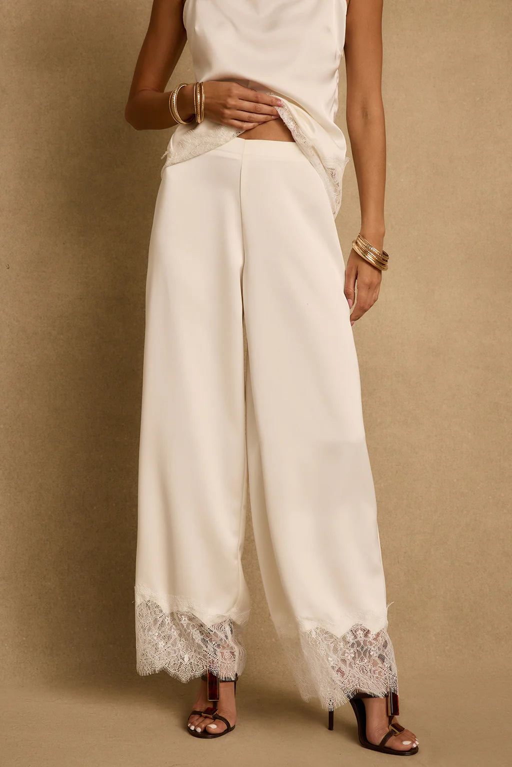 Halo Cream Satin Pants