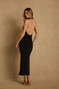 Melani Black Slinky Midi Dress