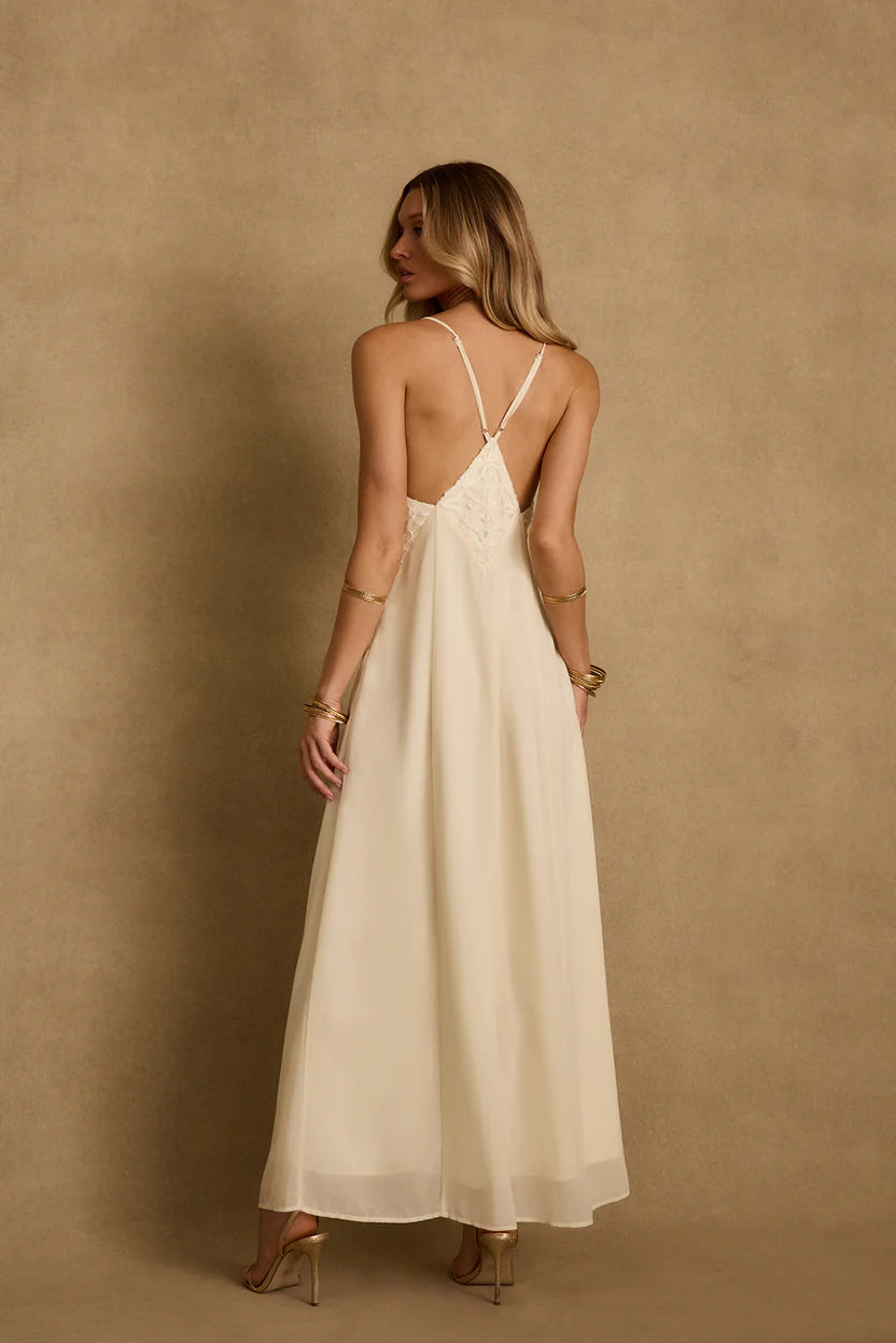 Maya Cream Chiffon Maxi Dress