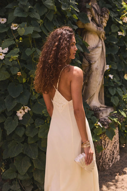 Maya Cream Chiffon Maxi Dress